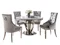 ROUND DINING TABLE AND 4 PEWTER CHAIRS