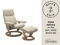 SMALL CONSOL CLASSIC CHAIR WITH FOOTSTOOL - CREAM