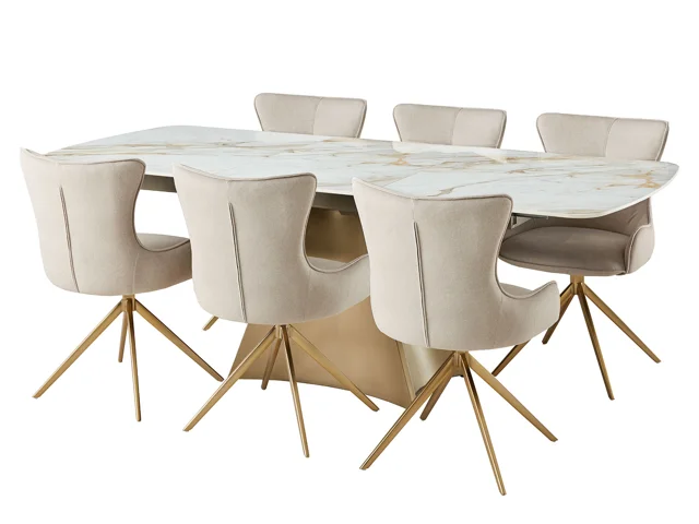 GLENEAGLES DINING TABLE & 6 TAY CHAIRS IN LATTE