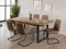 EXTENDING DINING TABLE AND 6 BROWN JUNO DINING CHAIRS
