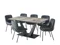 DINING TABLE WITH 6 ALFA CHAIRS IN DARK GREY