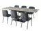 DINING TABLE WITH 6 ALFA CHAIRS IN DARK GREY